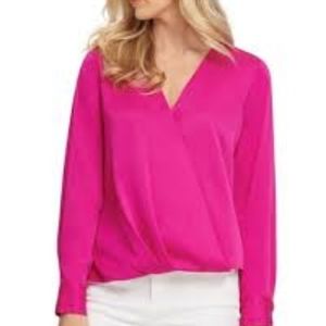 A'gaci fucsia v neck cropped top
